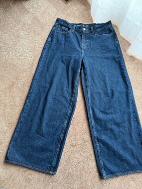 OLD NAVY Baggie Wide-Leg Women's Jeans - Dark Blue